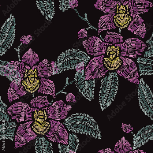 embroidery floral seamless pattern photo