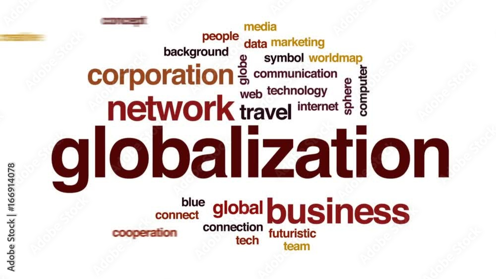 Globalization animated word cloud, text design animation. Globalization animated word cloud, text design animation.