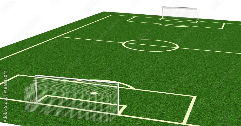 soccer field / football field top view with green natural grass - soccer background 3d render
