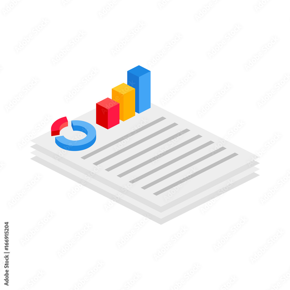 Document with report isometric icon Document with report isometric icon