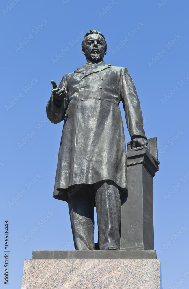 Fototapeta premium Monument to A.S. Popov on Kamennoostrovsky Avenue in the city of St. Petersburg, Russia