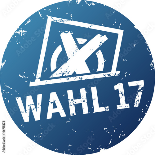 blauer Button Wahl 17 mit Icon Wahlzettel