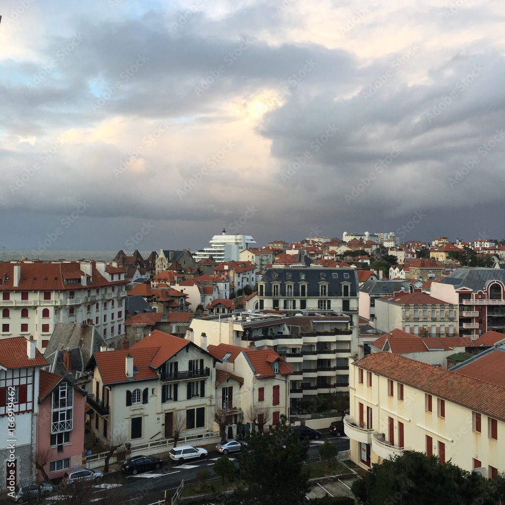 Stormy, winter view of the Atlantic from apartment on Avenue De La Marne, Biarritz France