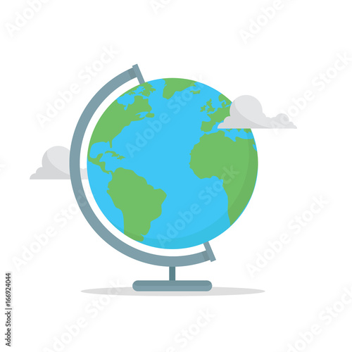 School globe concept. Back to school. Earth with clouds