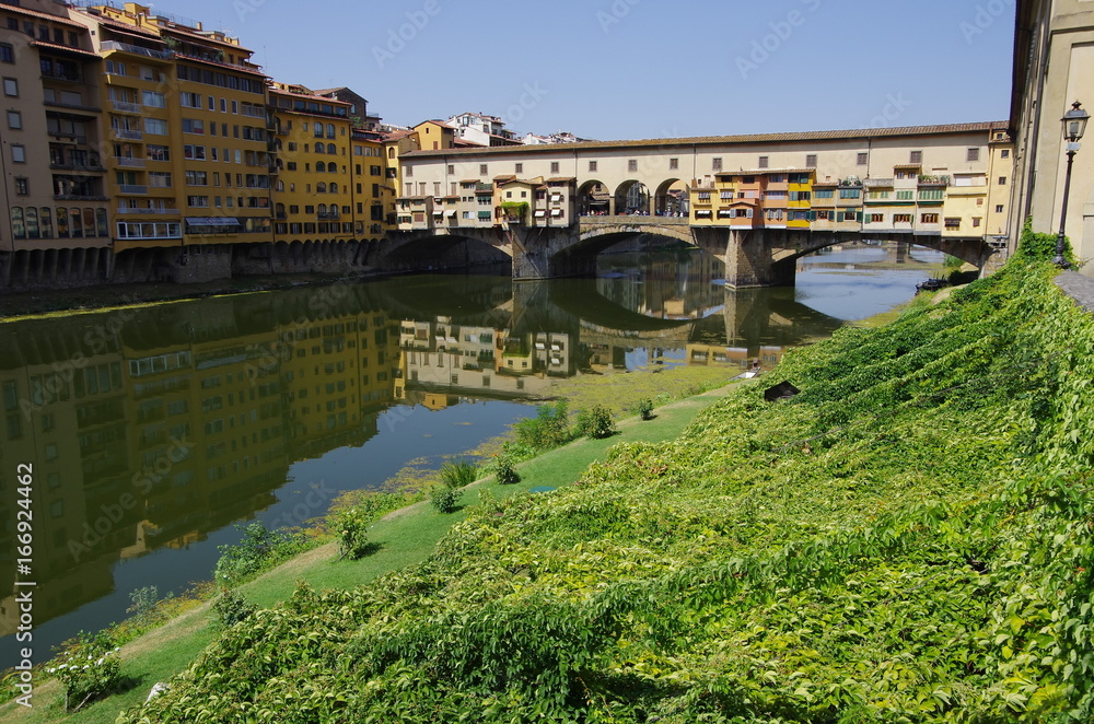 View of Ponte Vecchio in Florence in Summer.