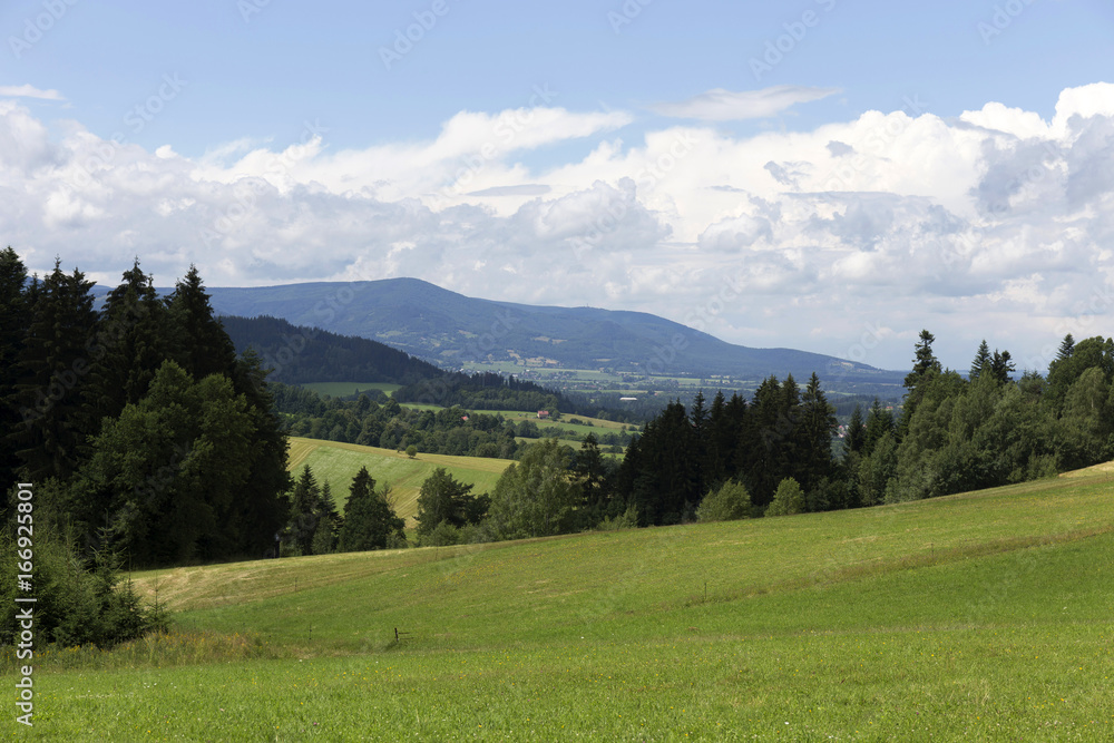 Clear Countryside from Beskydy, the beautiful Mountains in north east Bohemia, Czech Republic