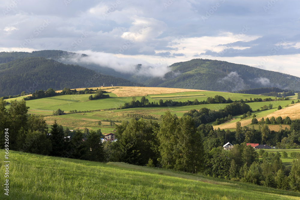 Clear Countryside from Beskydy, the beautiful Mountains in north east Bohemia, Czech Republic