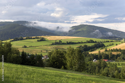 Clear Countryside from Beskydy, the beautiful Mountains in north east Bohemia, Czech Republic