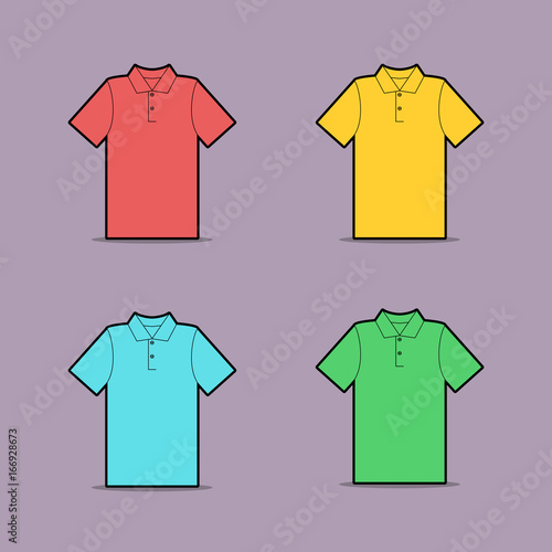 Vector drawing of multicolored polo shirt