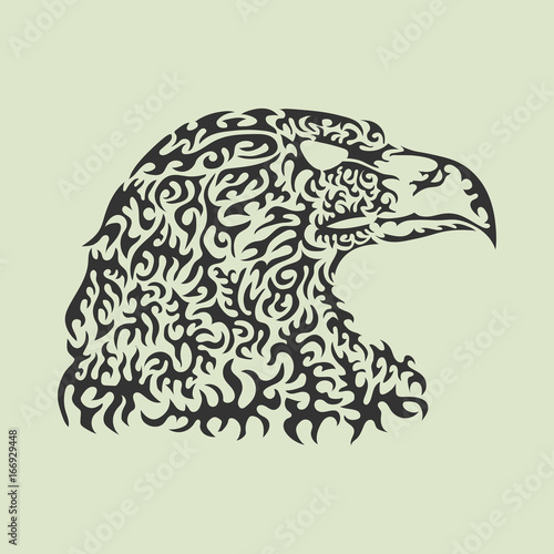 Vector illustration of an eagle head made of patterned elements