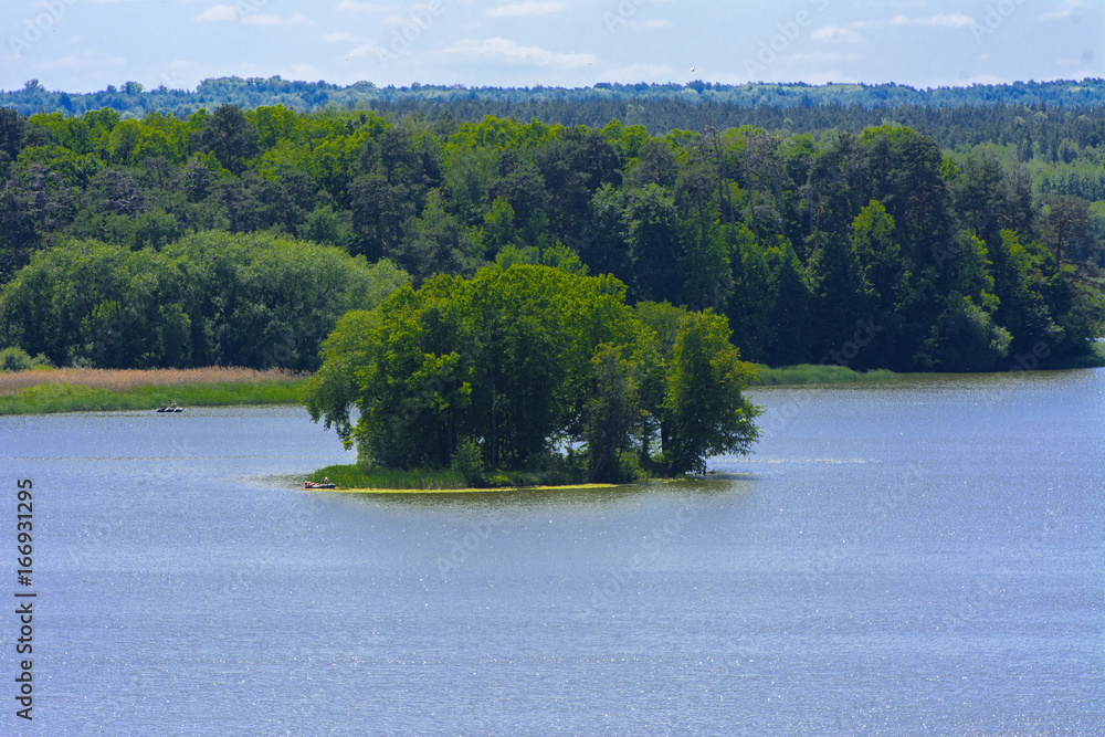 Fototapeta premium View of the Teterev River from a height in the city park. May 28, 2017.