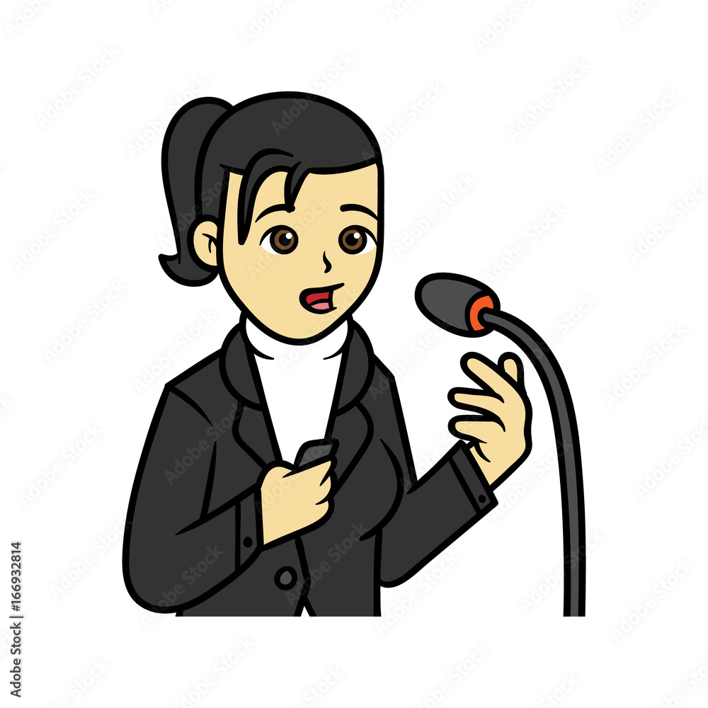 Cartoon Female Public Speaking Vector Illustration Stock Vector | Adobe  Stock