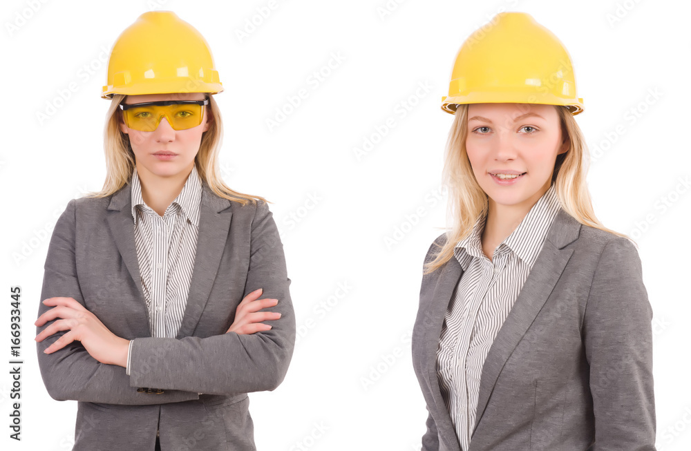Woman architect isolated on white Woman architect isolated on white