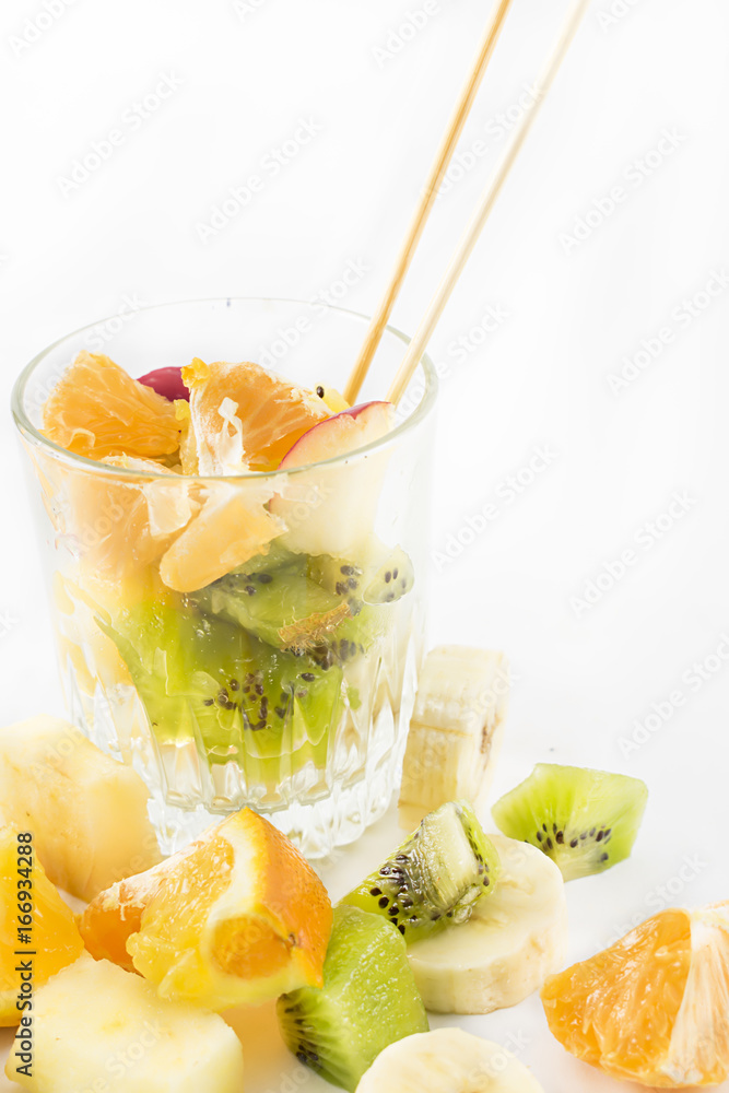 Glass with fruit salad. Glass with fruit salad.