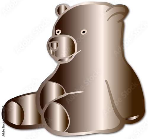 Mignon et marrant ours en peluche brun brillant assis qui rigole pour enfant