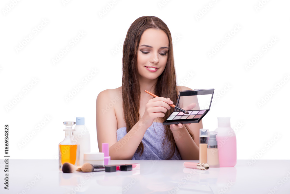 Young woman in beauty make-up isolated on white Young woman in beauty make-up isolated on white
