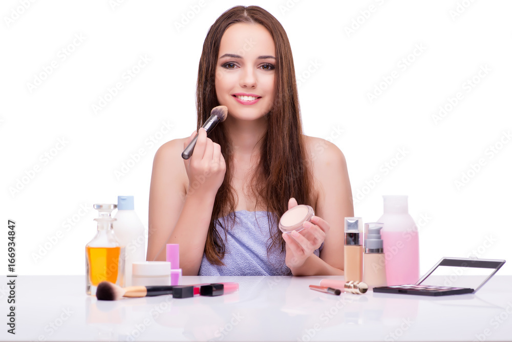 Young woman in beauty make-up isolated on white Young woman in beauty make-up isolated on white