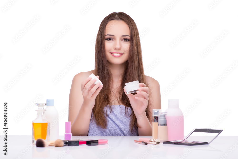 Young woman in beauty make-up isolated on white Young woman in beauty make-up isolated on white