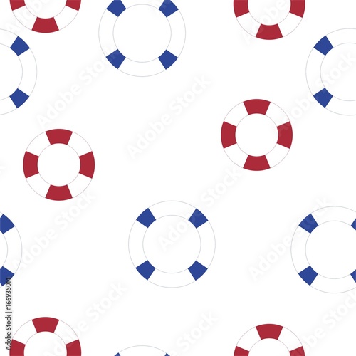 Nautical seamless pattern background with blue and red lifeline . Sea theme.