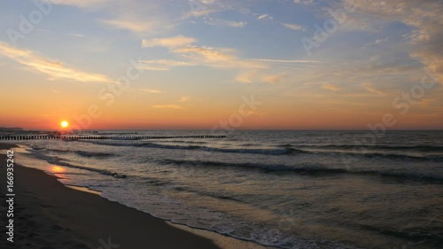 Sunset on the beach on the Baltic Sea