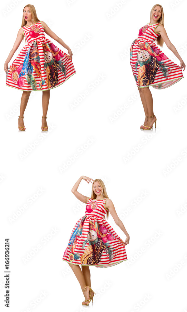 Collage of woman in fashion look isolated on white Collage of woman in fashion look isolated on white