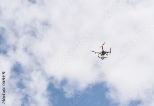 Hovering drone taking pictures