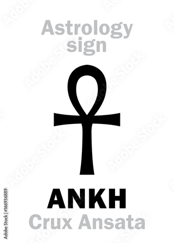 Astrology Alphabet: ANKH key (Crux Ansata). Hieroglyphics character sign (single symbol).