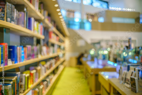 Abstract blur of  beautiful library book store and book shop for background © pigprox