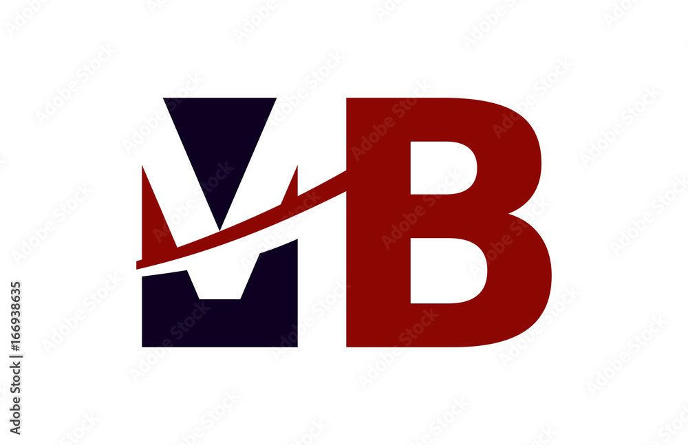 MB Red Negative Space Square Swoosh Letter Logo MB Red Negative Space Square Swoosh Letter Logo