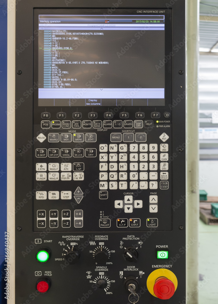 Control panel of CNC machining Center machine