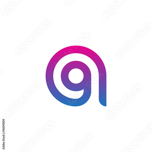 Initial letter ag, ga, g inside a, linked line circle shape logo, purple pink gradient color