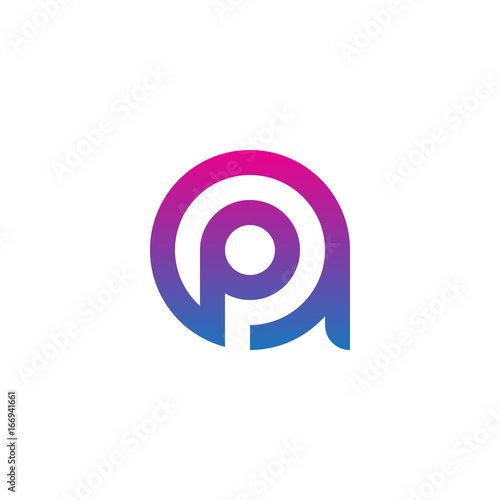 Initial letter ap, pa, p inside a, linked line circle shape logo, purple pink gradient color

