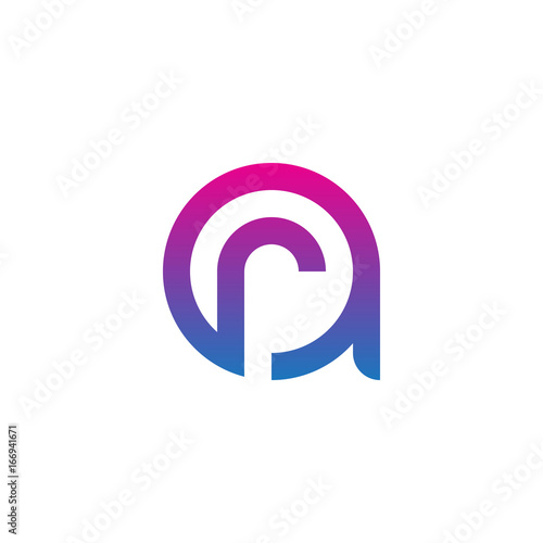 Initial letter ar, ra, r inside a, linked line circle shape logo, purple pink gradient color

