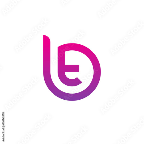 Initial letter bt, tb, t inside b, linked line circle shape logo, purple pink gradient color

