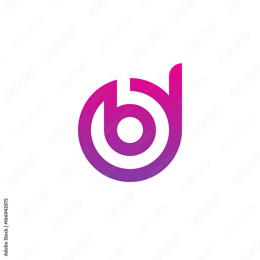 Initial letter db, bd, b inside d, linked line circle shape logo, purple pink gradient color
Initial letter db, bd, b inside d, linked line circle shape logo, purple pink gradient color