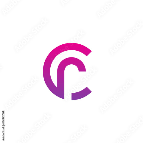 Initial letter cr, rc, r inside c, linked line circle shape logo, purple pink gradient color

