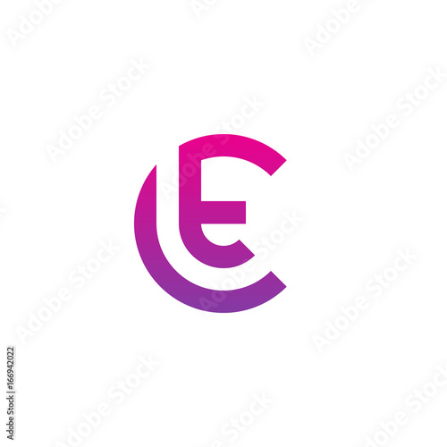 Initial letter ct, tc, t inside c, linked line circle shape logo, purple pink gradient color

