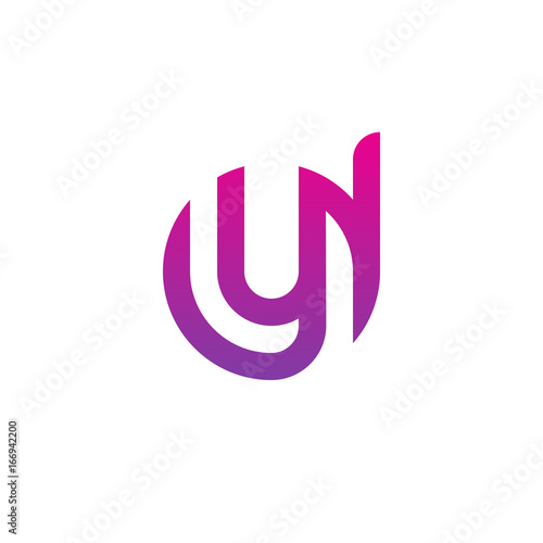 Initial letter dy  yd  y inside d  linked line circle shape logo  purple pink gradient color    