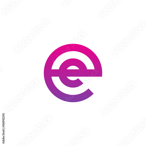 Initial letter ee, e inside e, linked line circle shape logo, purple pink gradient color

