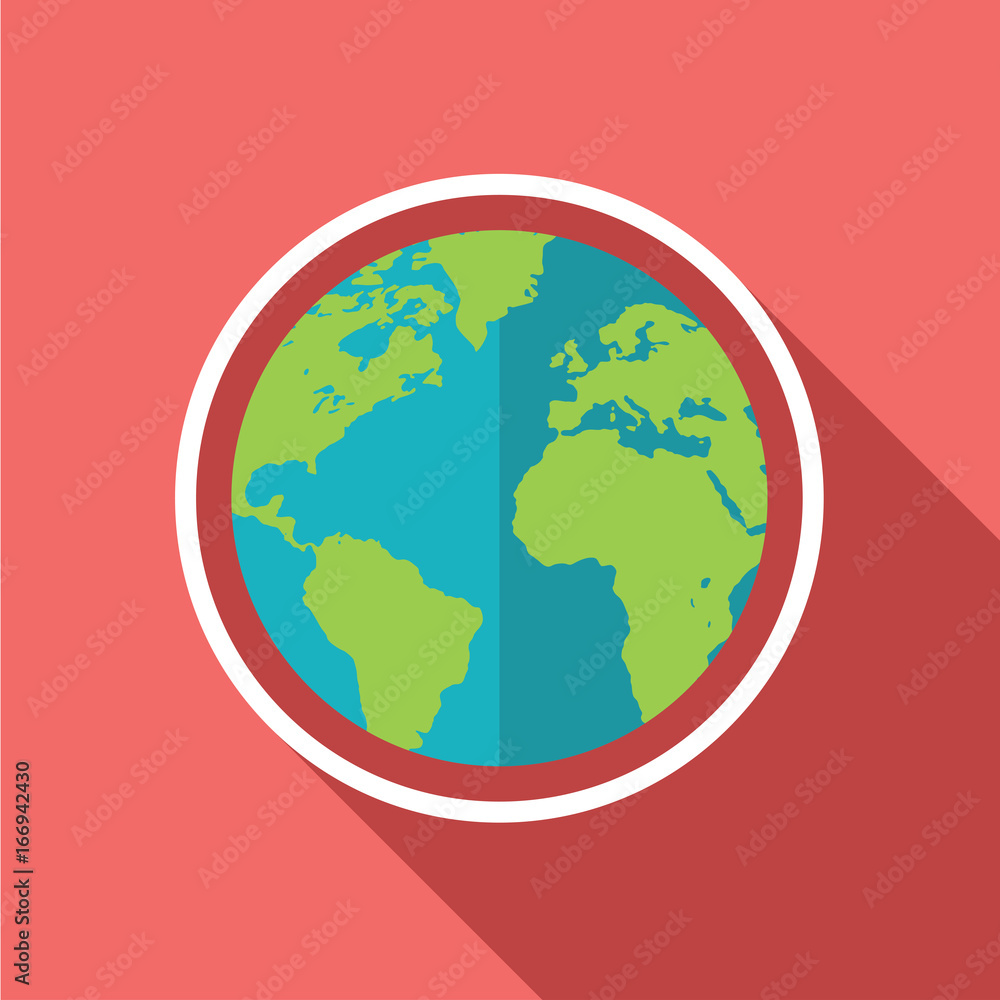 Globe icon. Flat design. Vector illustration. 