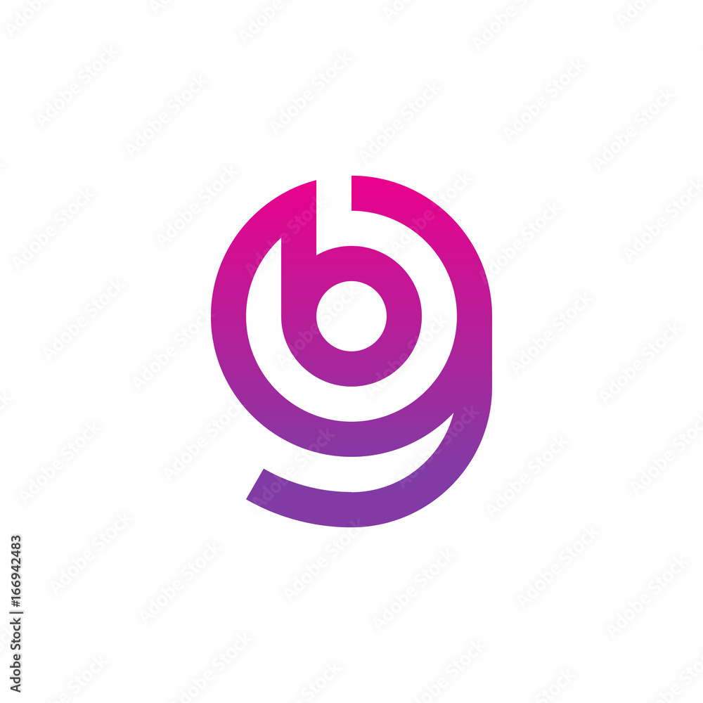 Initial letter gb, bg, b inside g, linked line circle shape logo, purple pink gradient color Initial letter gb, bg, b inside g, linked line circle shape logo, purple pink gradient color