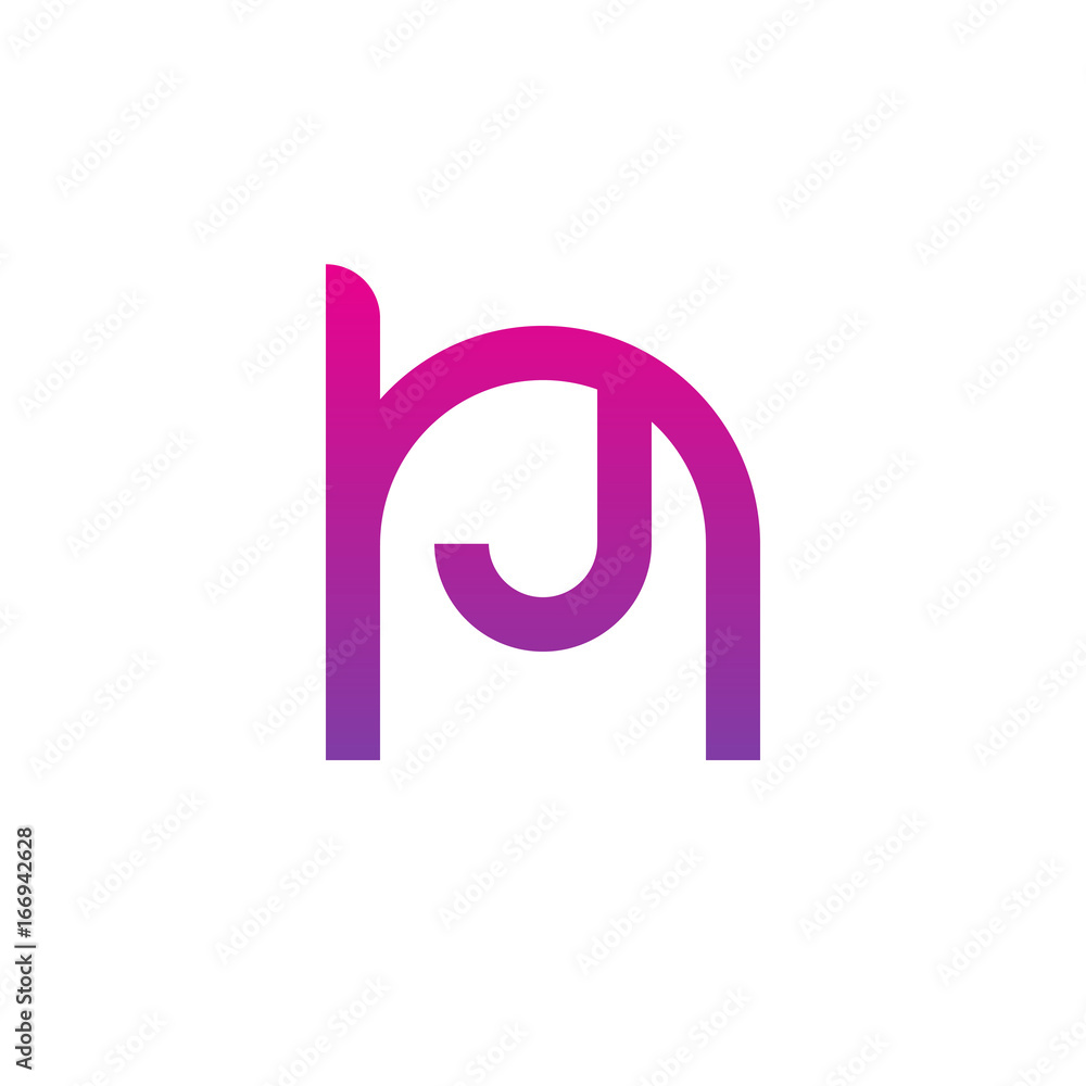 Initial letter hj, jh, j inside h, linked line circle shape logo, purple pink gradient color Initial letter hj, jh, j inside h, linked line circle shape logo, purple pink gradient color