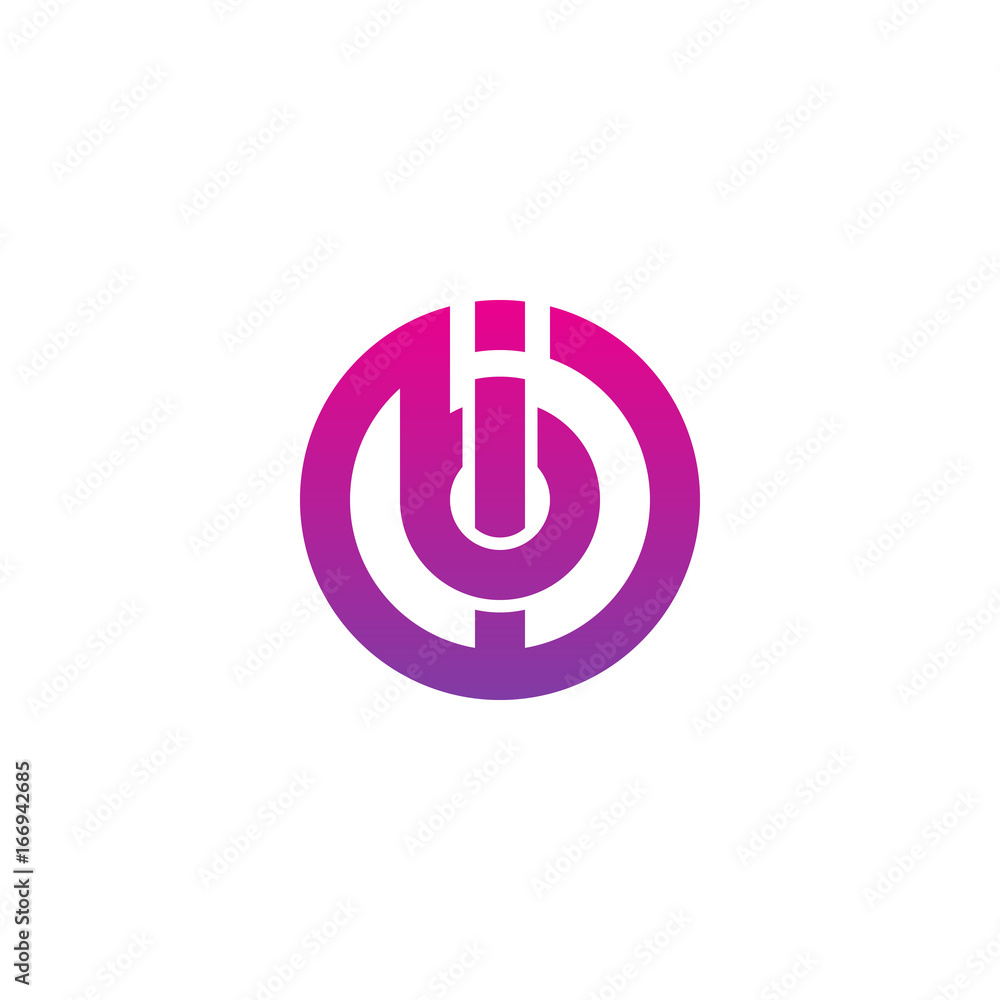 Initial letter ib, bi, b inside i, linked line circle shape logo, purple pink gradient color Initial letter ib, bi, b inside i, linked line circle shape logo, purple pink gradient color