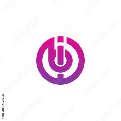 Initial letter ib, bi, b inside i, linked line circle shape logo, purple pink gradient color