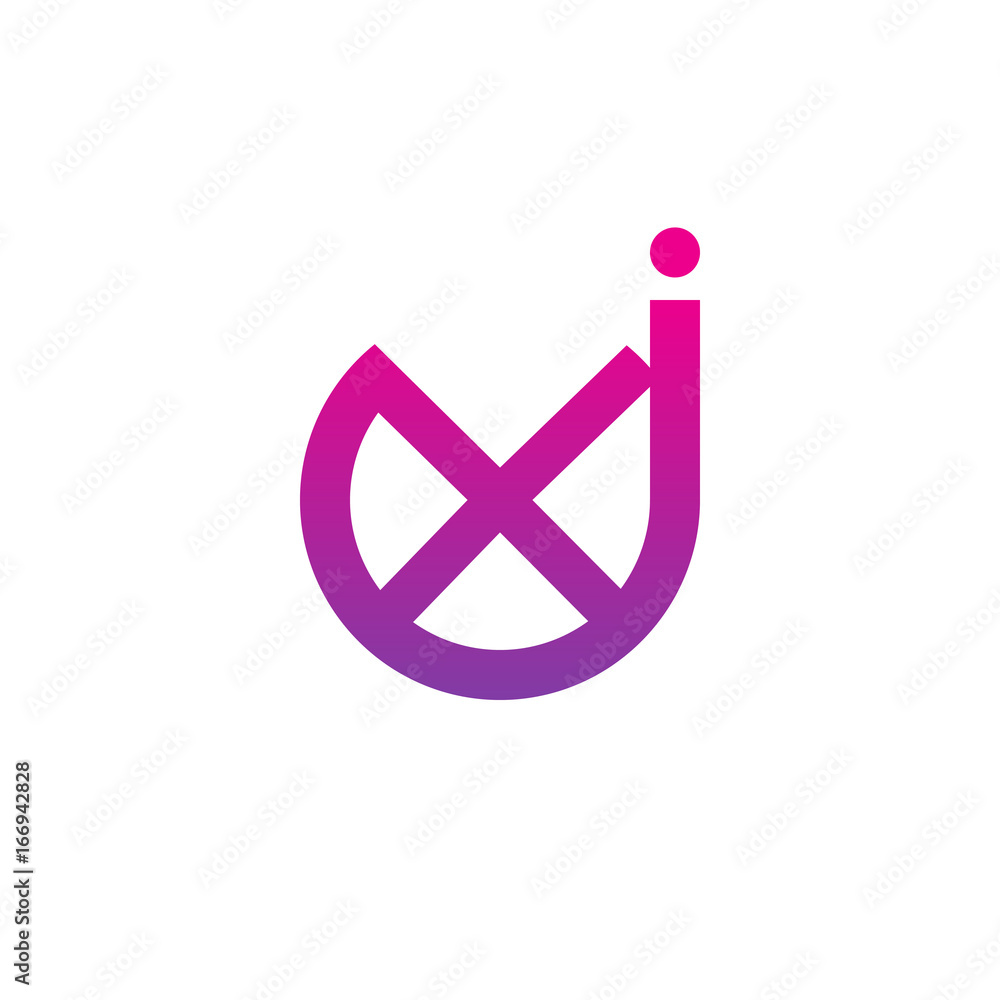 Initial letter jx, xj, x inside j, linked line circle shape logo, purple pink gradient color Initial letter jx, xj, x inside j, linked line circle shape logo, purple pink gradient color