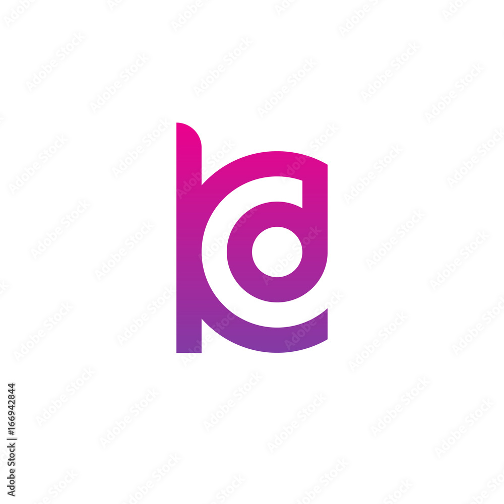 Initial letter kd, dk, d inside k, linked line circle shape logo, purple pink gradient color Initial letter kd, dk, d inside k, linked line circle shape logo, purple pink gradient color