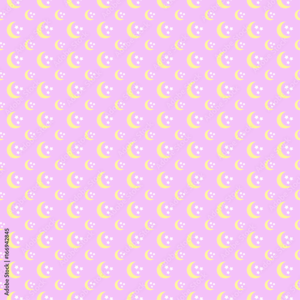 Seamless pattern with stars and the moon