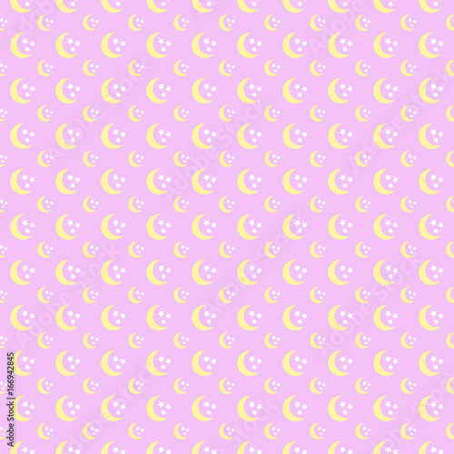 Seamless pattern with stars and the moon