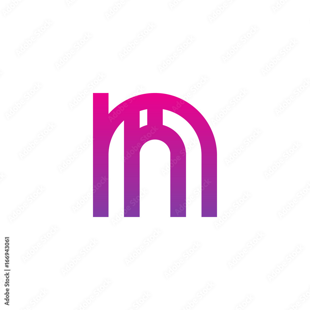 Initial letter mh, hm, h inside m, linked line circle shape logo, purple pink gradient color Initial letter mh, hm, h inside m, linked line circle shape logo, purple pink gradient color