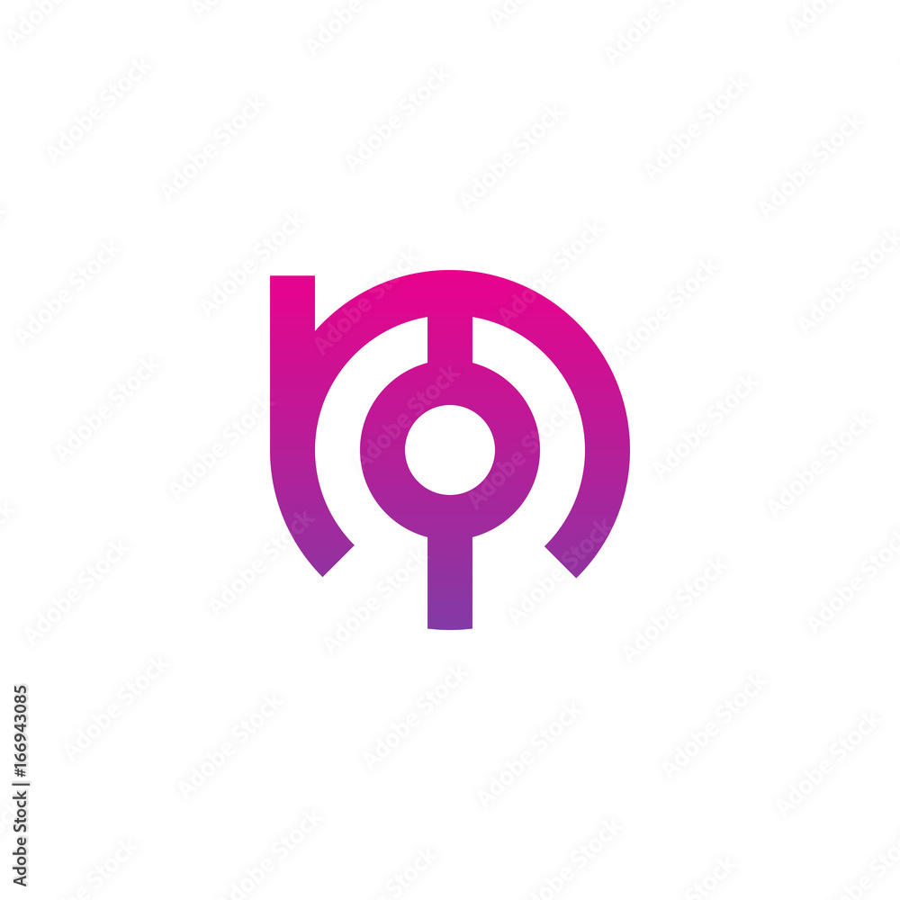 Initial letter mo, om, o inside m, linked line circle shape logo, purple pink gradient color Initial letter mo, om, o inside m, linked line circle shape logo, purple pink gradient color